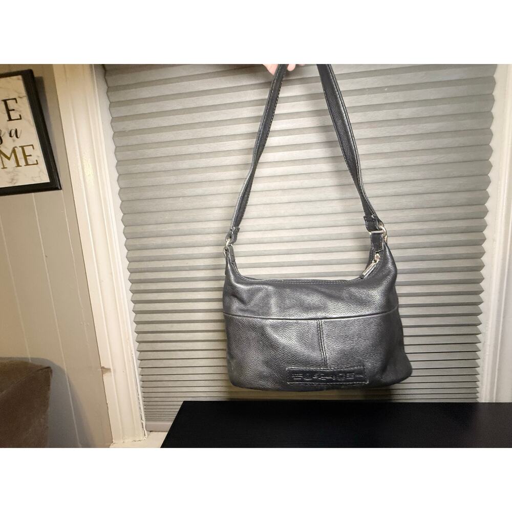 Fossil Black Leather Shoulder Bag Small Baguette Purse Minimalist Y2K Purse